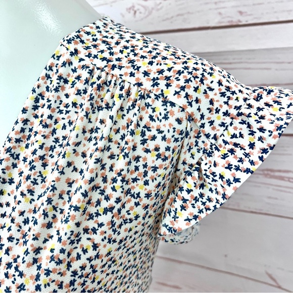 Modcloth Monteau Ditsy Floral Surplice Wrap Peplum Blouse - Picture 6 of 11